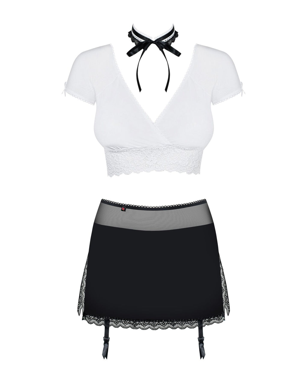 Obsessive (Польща) Еротичний костюм секретарки Obsessive Secretary suit 5pcs black L/XL, чорно-білий, топ, спідниця, ст