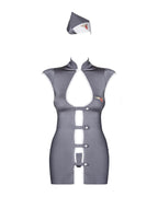 Еротичний костюм стюардеси Obsessive Stewardess 3 pcs grey L/XL, сірий, сукня, с