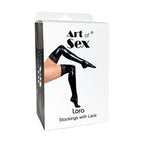 Сексуальні вінілові панчохи Art of Sex - Lora з мереживом, розмір L, колір черво