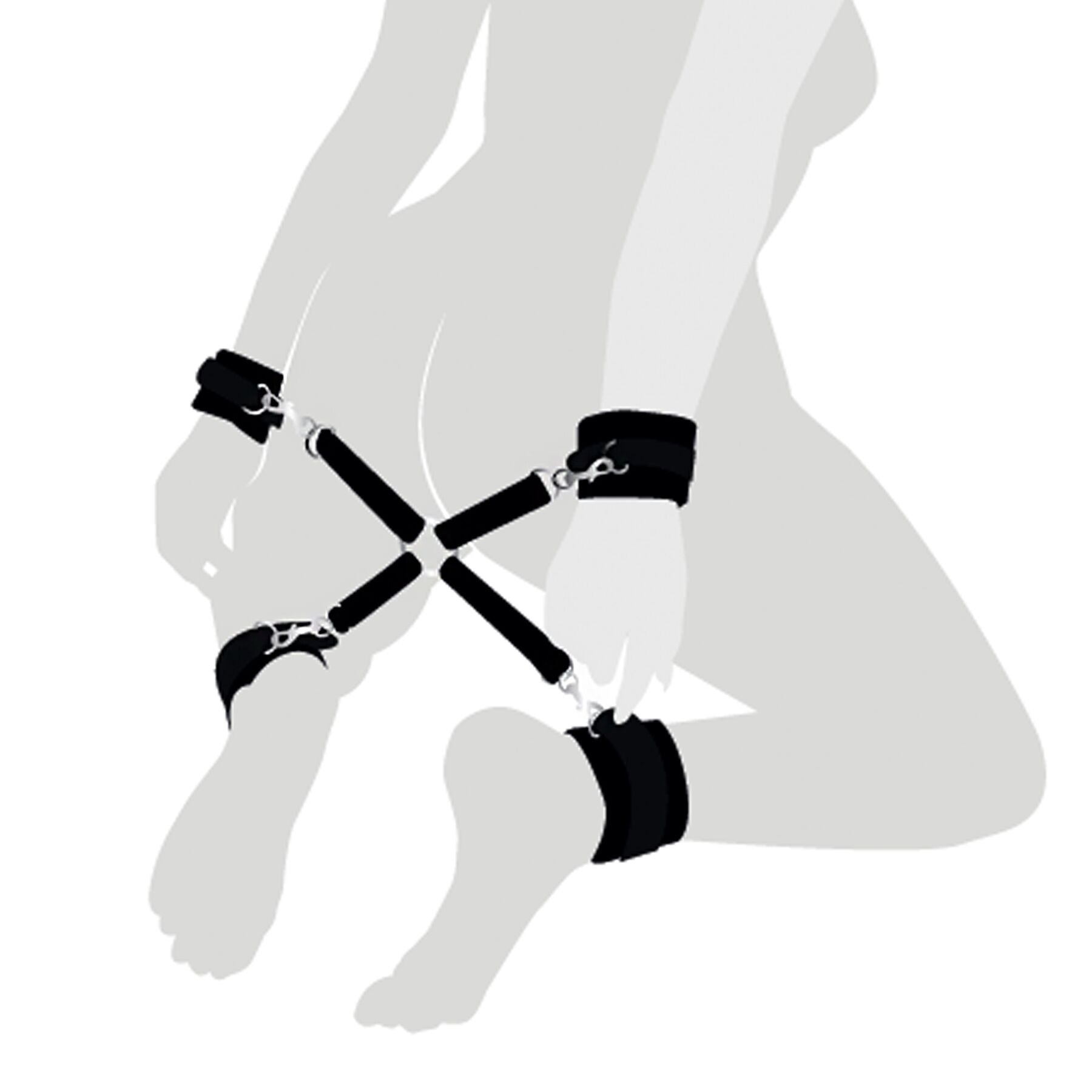 Art of Sex (Україна) Хрестовина з натуральної шкіри Art of Sex – 4 Way Connector, чорний