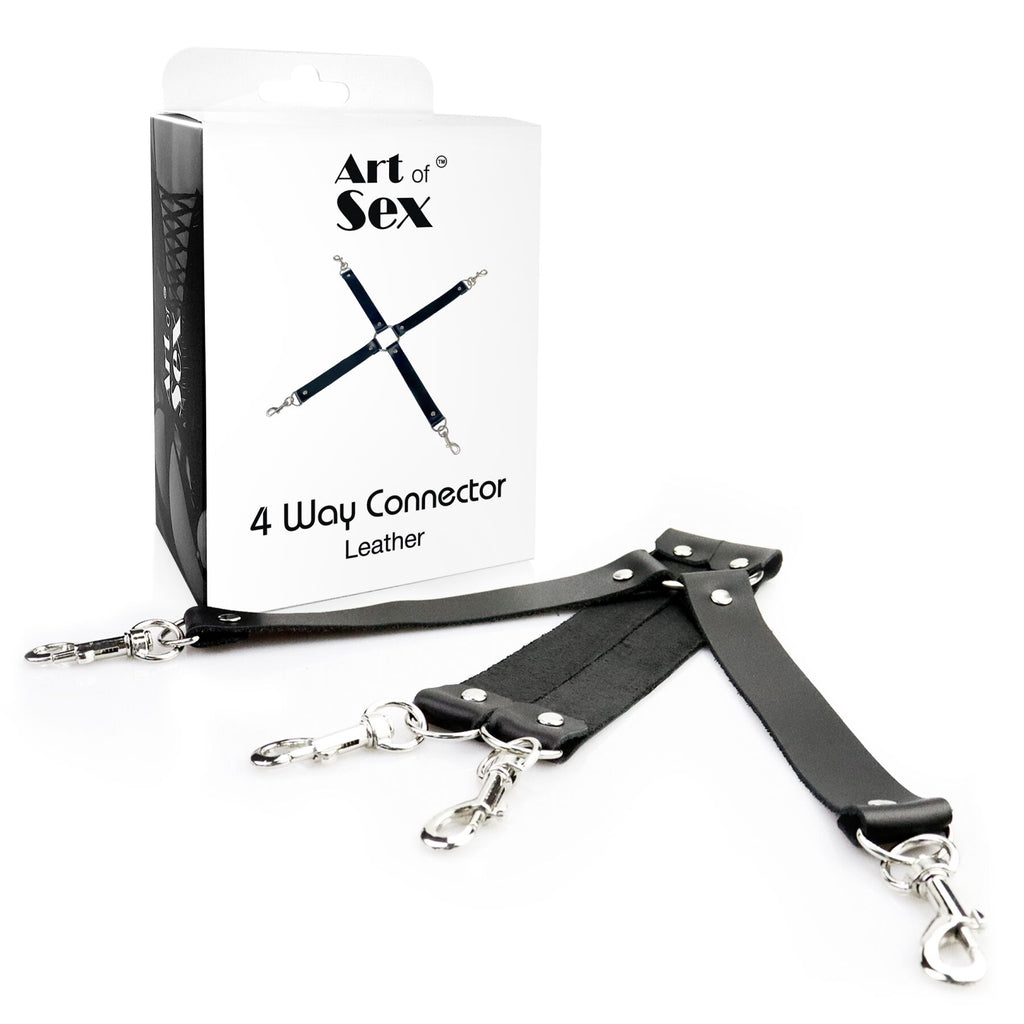 Art of Sex (Україна) Хрестовина з натуральної шкіри Art of Sex – 4 Way Connector, чорний