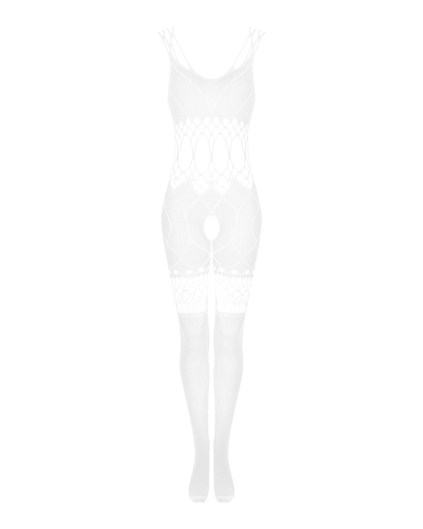 Obsessive (Польща) Сітчастий бодістокінг з імітацією топа та шортів Obsessive Bodystocking G330 XL/XXL, white, з доступом