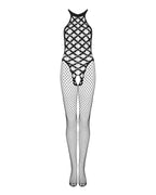 Сітчастий бодістокінг з імітацією боді Obsessive Bodystocking G332 S/M/L, black, з доступом