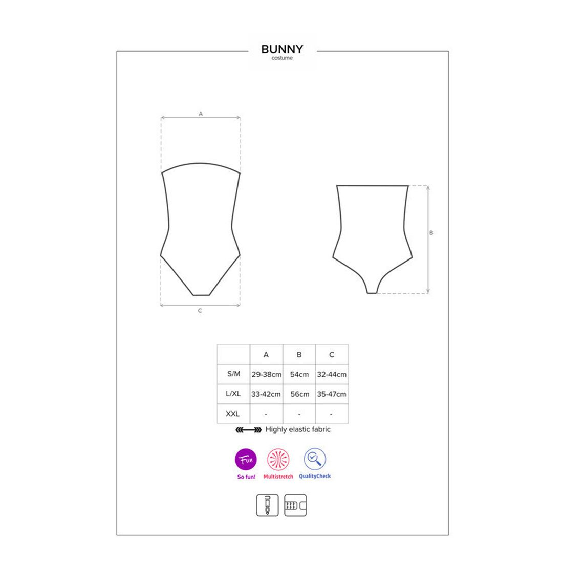 Obsessive (Польща) Еротичний костюм кролика Obsessive Bunny costume S/M, black, боді, чокер, гартери, панчохи, маска