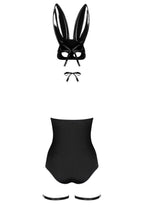 Еротичний костюм кролика Obsessive Bunny costume L/XL, black, боді, чокер, гарте