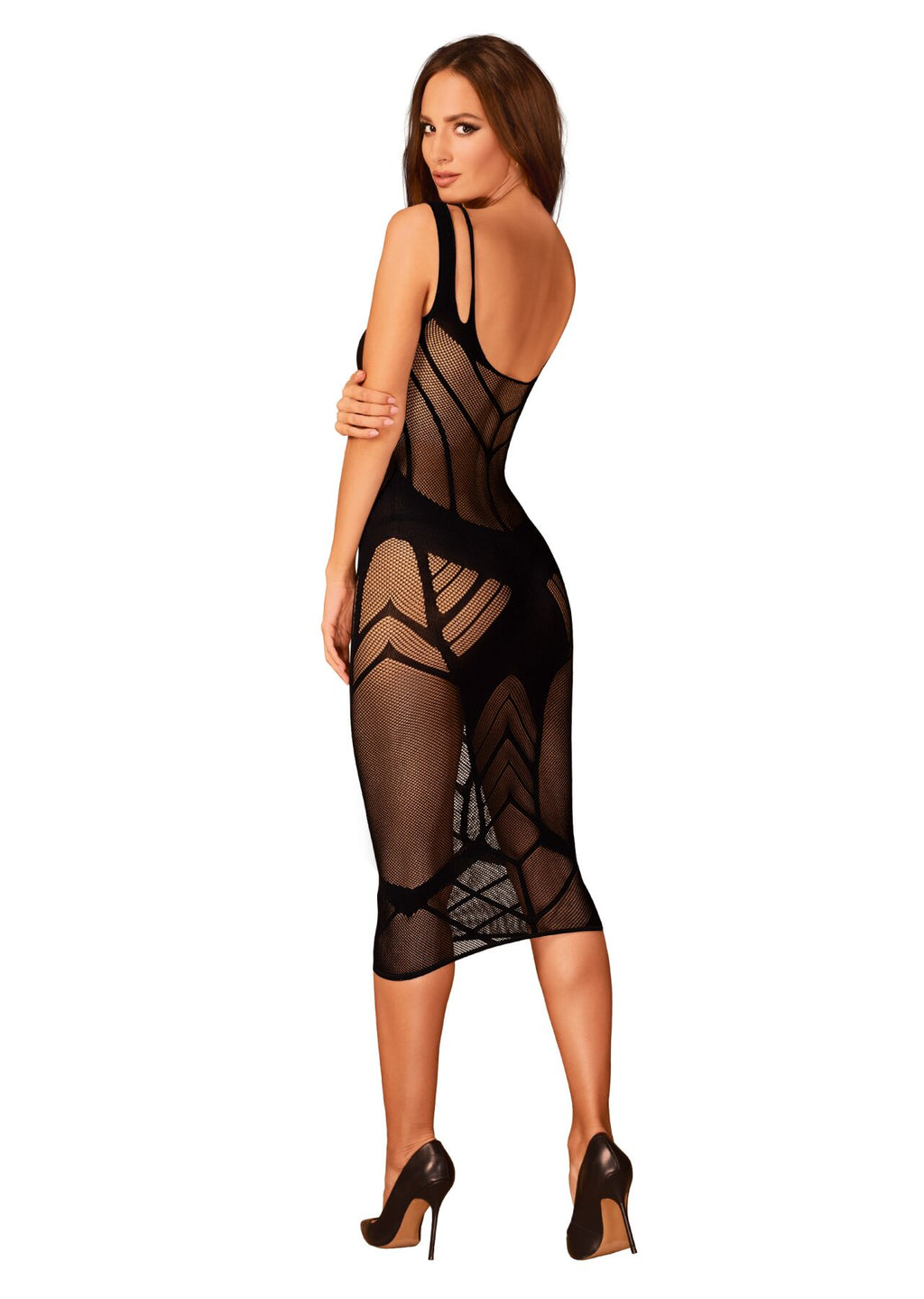Obsessive (Польща) Напівпрозора сукня міді Obsessive D609 dress S/M/L, black