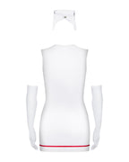 Еротичний костюм медсестри Obsessive Emergency dress S/M, white, сукня, стринги, рукавички, чепчик, стетоскоп