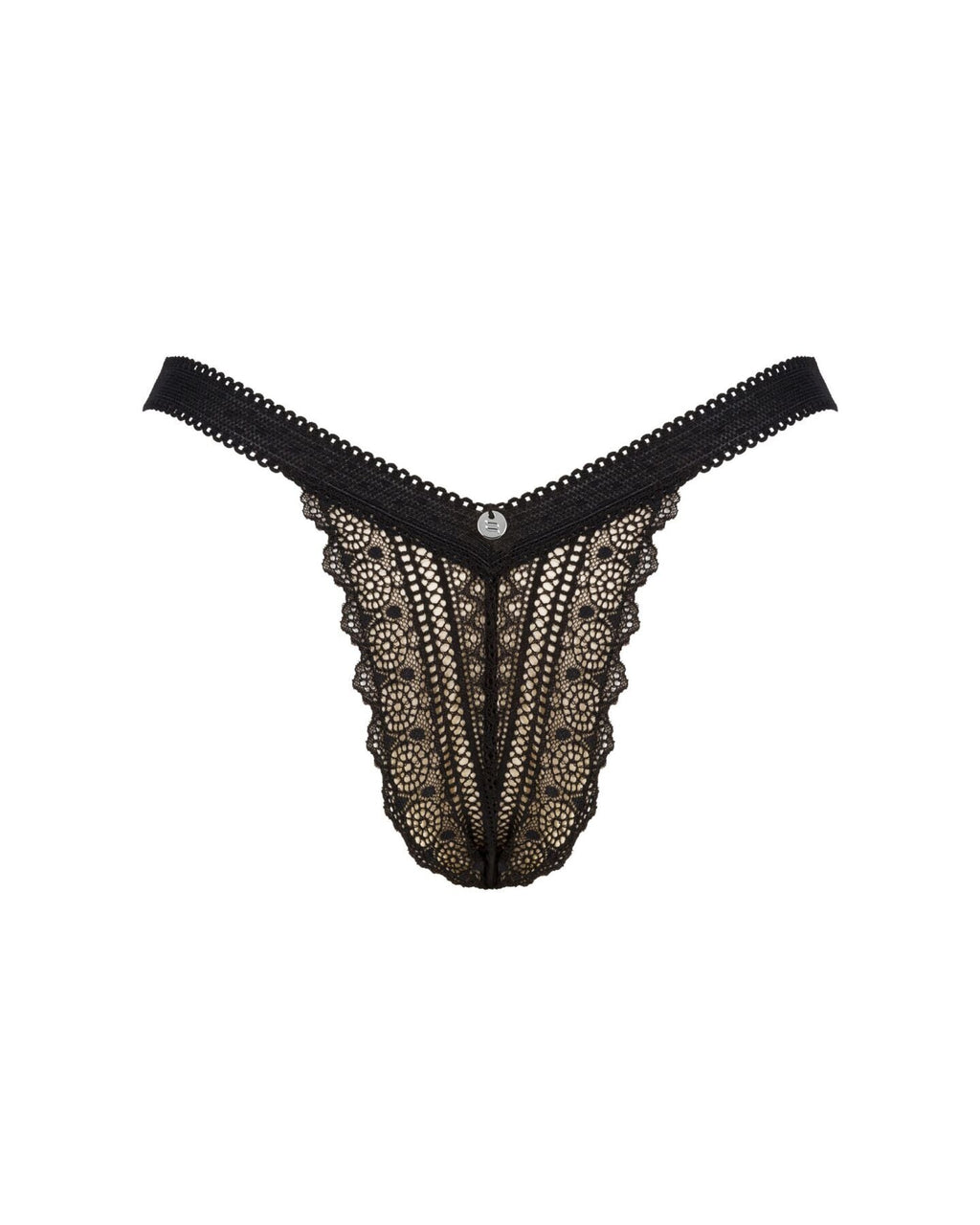 Мереживні трусики із заниженою талією Obsessive Estiqua panties XS/S, black