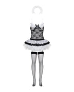 Еротичний костюм покоївки зі спідницею Obsessive Housemaid 5 pcs costume S/M, black, топ, спідниця, стринги, пов'язка на голову, п