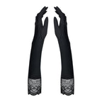 Високі рукавички з каменями та мереживом Obsessive Miamor gloves, black
