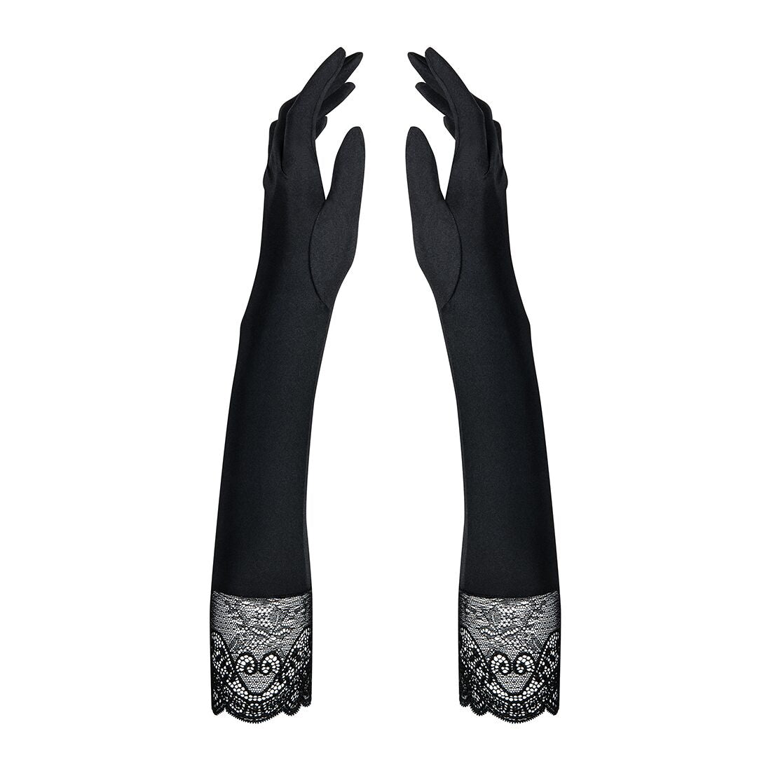 Obsessive (Польща) Високі рукавички з каменями та мереживом Obsessive Miamor gloves, black