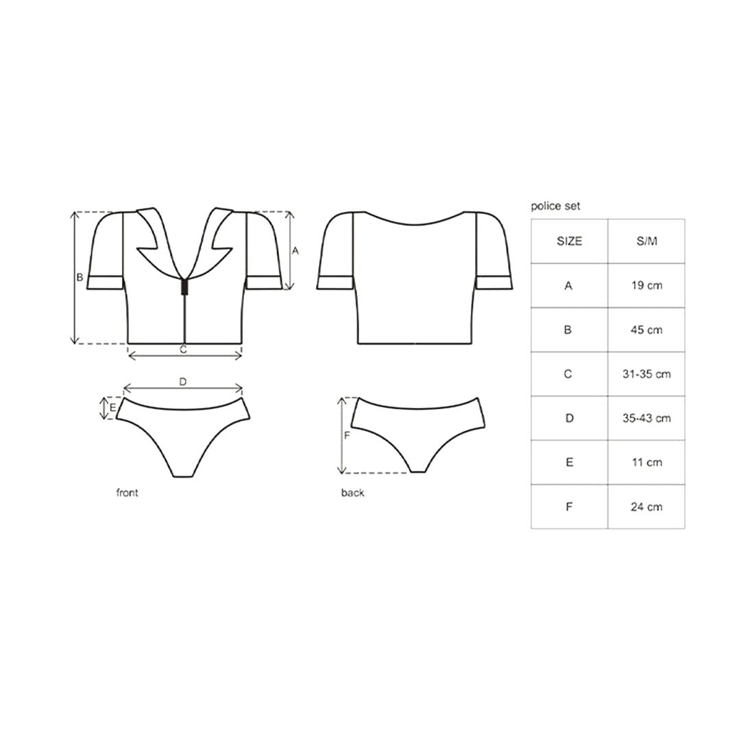 Obsessive (Польща) Еротичний костюм поліцейського Obsessive Police set S/M, black, топ, шорти, кепка, пояс, портупея
