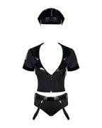 Еротичний костюм поліцейського Obsessive Police set S/M, black, топ, шорти, кепка, пояс, портупея