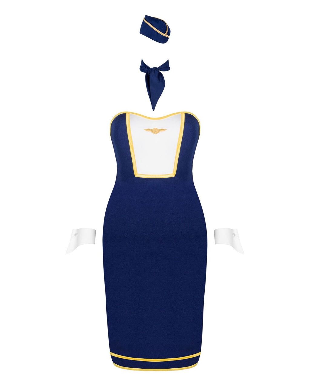 Obsessive (Польща) Еротичний костюм стюардеси Obsessive Stewardess uniform M/L, blue, сукня, пілотка, шарф, манжети