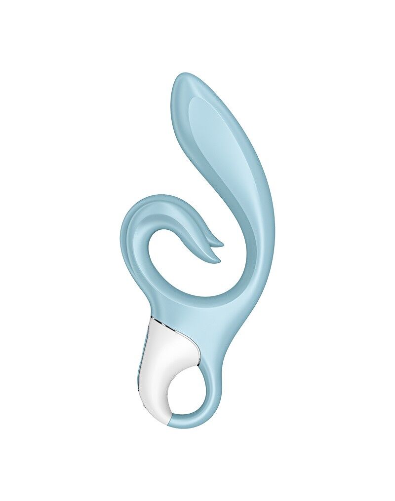 Вібратор-кролик Satisfyer Love Me Blue, гнучкий, відросток з потрійним кінчиком