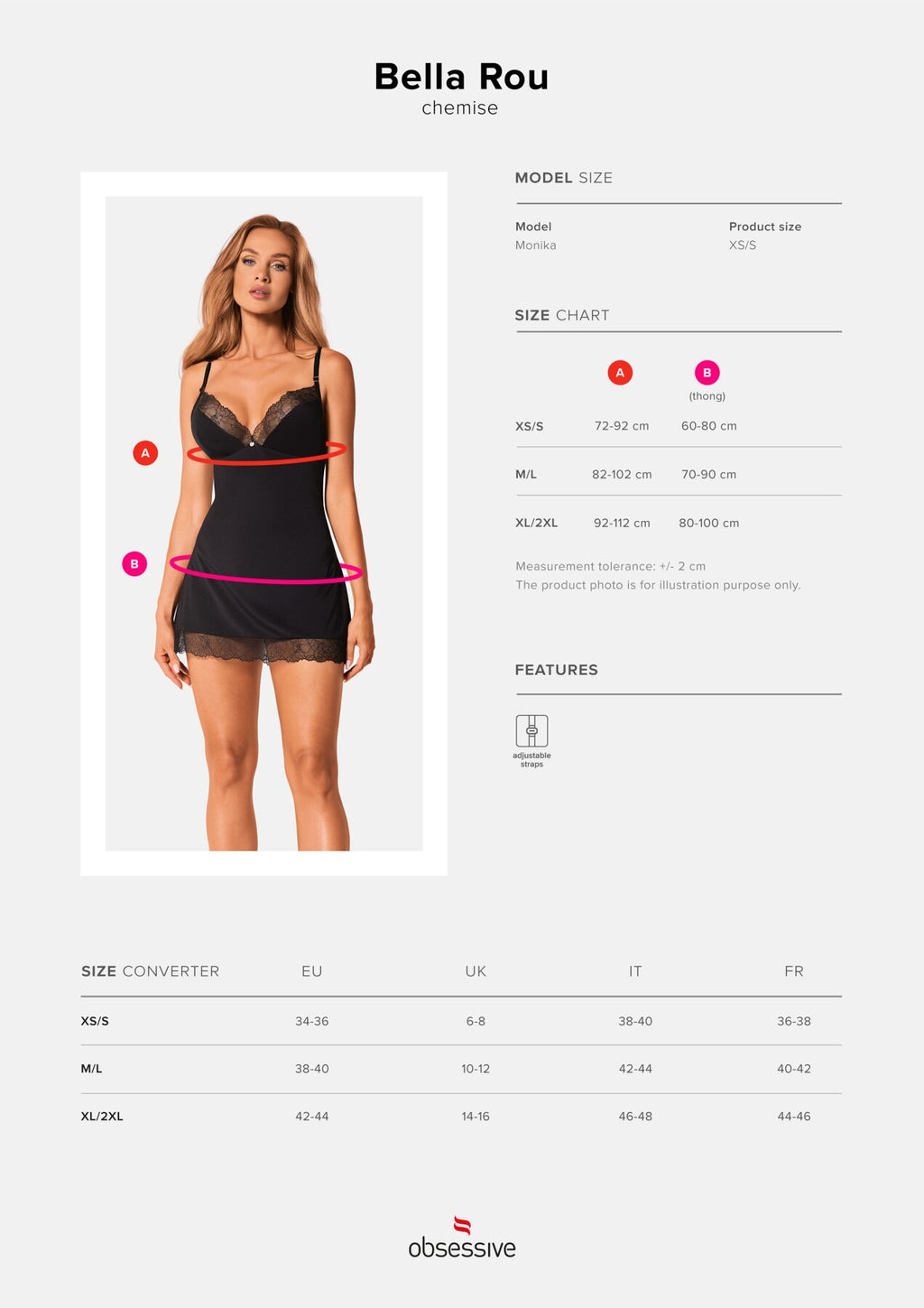 Obsessive (Польща) Сорочка та трусики Obsessive Bella Rou chemise & thong M/L