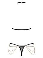 Комплект із ланцюжками Obsessive Pantheria 2-pcs set black S/M, бюстгальтер, тру