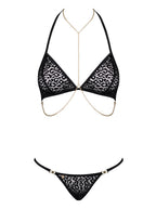 Комплект із ланцюжками Obsessive Pantheria 2-pcs set, бюстгальтер, трусики