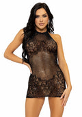 Leg Avenue (США) Сукня-сітка зі стразами Leg Avenue Rhinestone halter mini dress Black, відкрита спина, one size