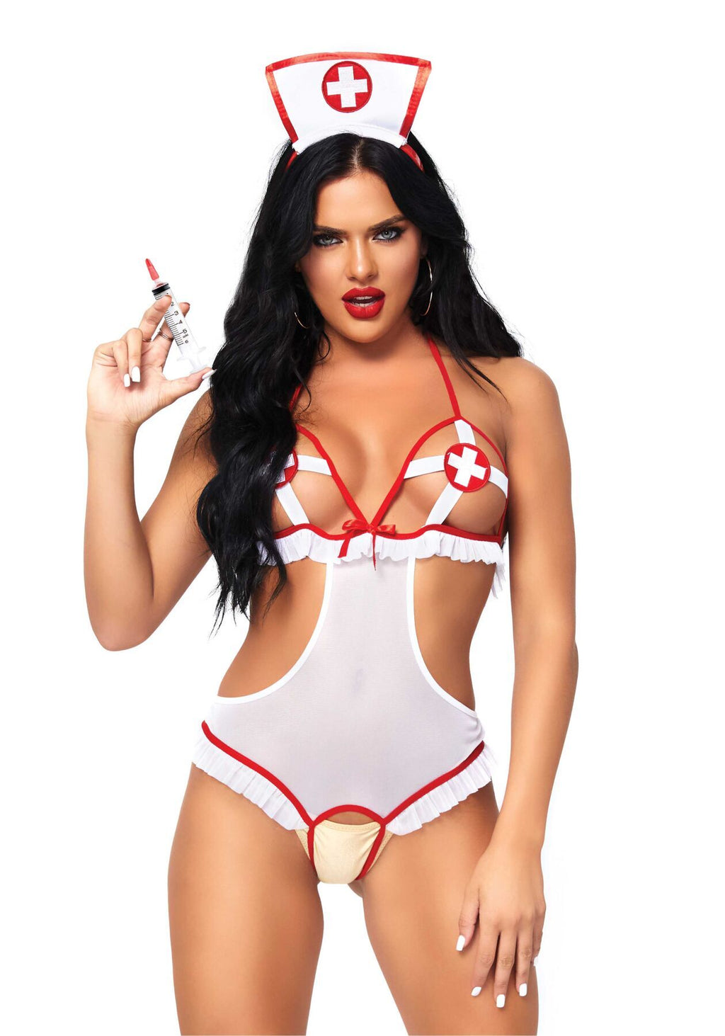 Leg Avenue (США) Костюм медсестри Leg Avenue Naughty Nurse, one size, боді та шапочка