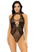 Leg Avenue (США) Leg Avenue Net and lace halter bodysuit OS Black