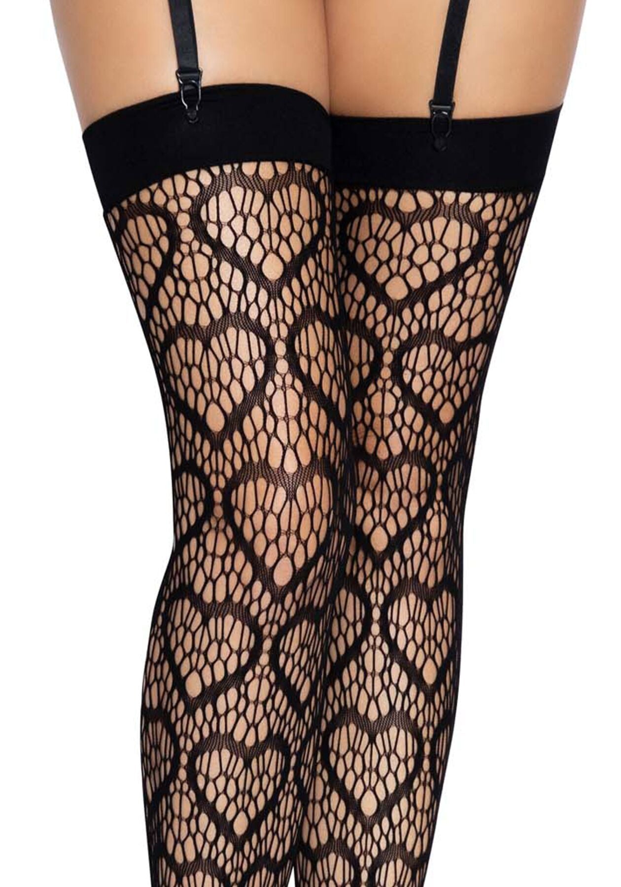 Leg Avenue (США) Ажурні панчохи із сердечками Leg Avenue Heart Black, one size
