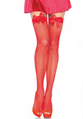Leg Avenue (США) Панчохи-сітка з атласним бантиком Leg Avenue Fishnet Thigh Highs With Bow One size, Red