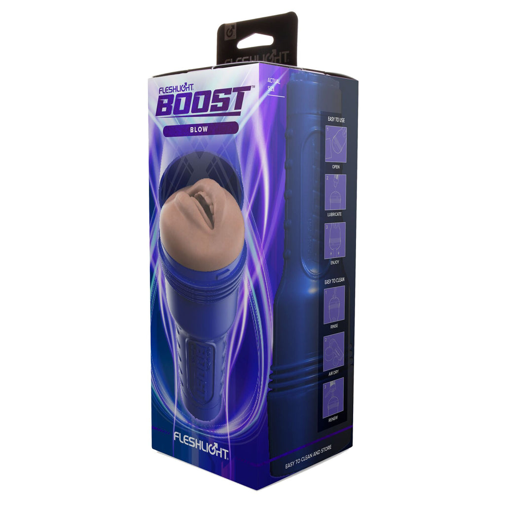 Fleshlight (США) Мастурбатор-ротик Fleshlight Boost Blow Light Medium Flesh, плаваючі кільця Turbo Tech
