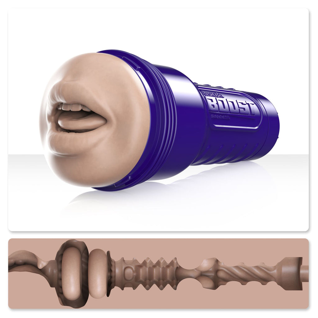 Fleshlight (США) Мастурбатор-ротик Fleshlight Boost Blow Light Medium Flesh, плаваючі кільця Turbo Tech