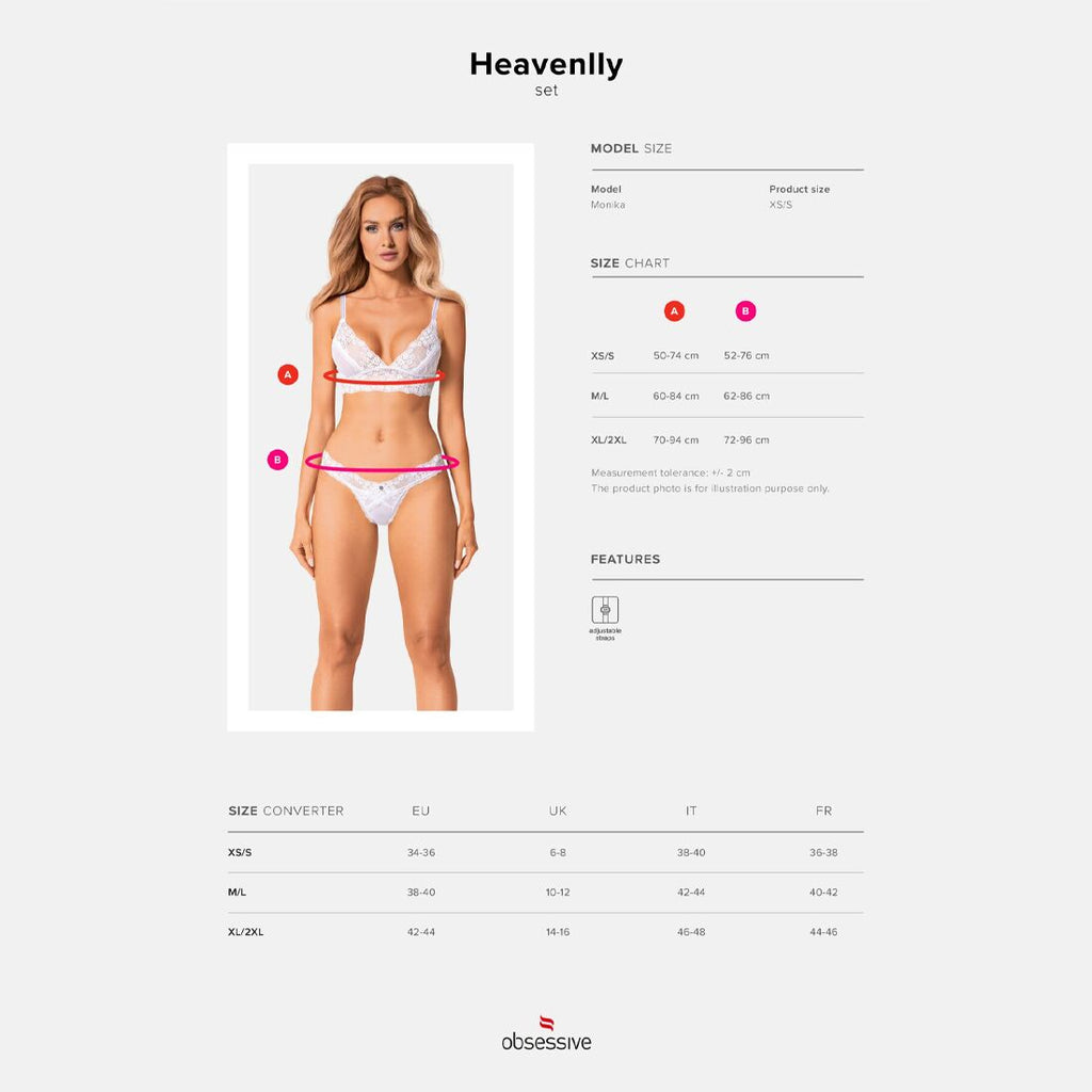 Obsessive (Польща) Еротичний комплект Obsessive Heavenlly 2-pcs set M/L, бюстгальтер і танга