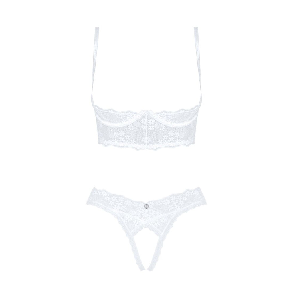 Obsessive (Польща) Еротичний комплект Obsessive Heavenlly 2-pcs cupless set XL/2XL, відкриті груди, з доступом
