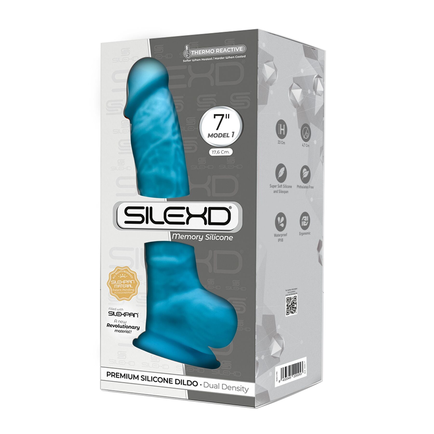 Фалоімітатор SilexD Johnny Blue (MODEL 1 size 7in), двошаровий, силікон+Silexpan