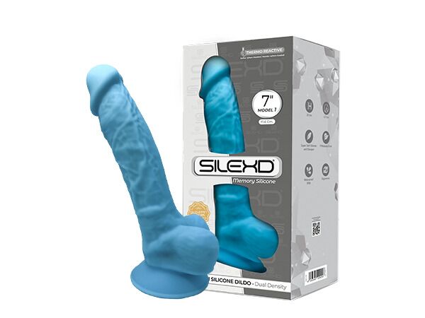 Фалоімітатор SilexD Johnny Blue (MODEL 1 size 7in), двошаровий, силікон+Silexpan