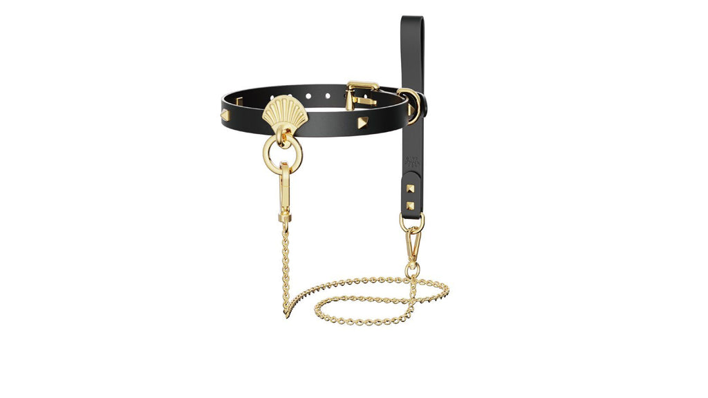 Zalo (США) Розкішний нашийник з повідцем Zalo Collar & Leash Set Black, натуральна шкіра