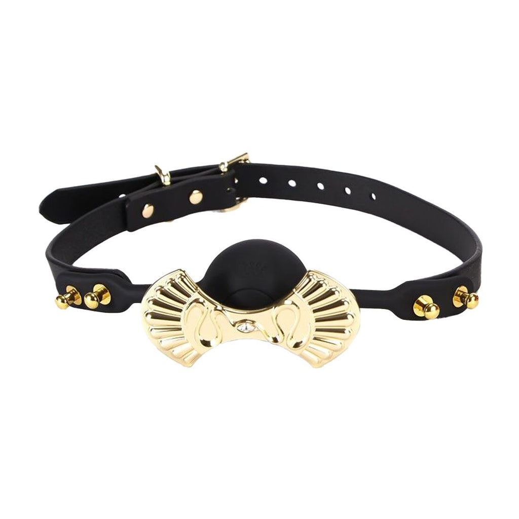 Zalo (США) Розкішний силіконовий кляп Zalo Silicone Ball Gag Black, кристал Swarovski, шкіряний ремінець