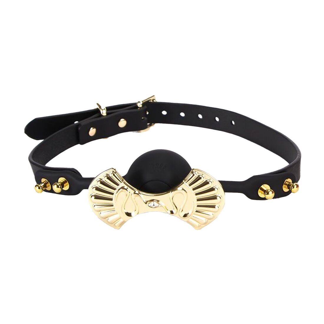 Zalo (США) Розкішний силіконовий кляп Zalo Silicone Ball Gag Black, кристал Swarovski, шкіряний ремінець
