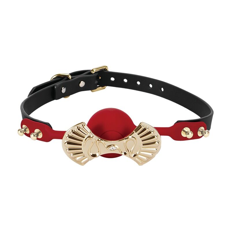 Zalo (США) Розкішний силіконовий кляп Zalo Silicone Ball Gag Red, кристал Swarovski, шкіряний ремінець