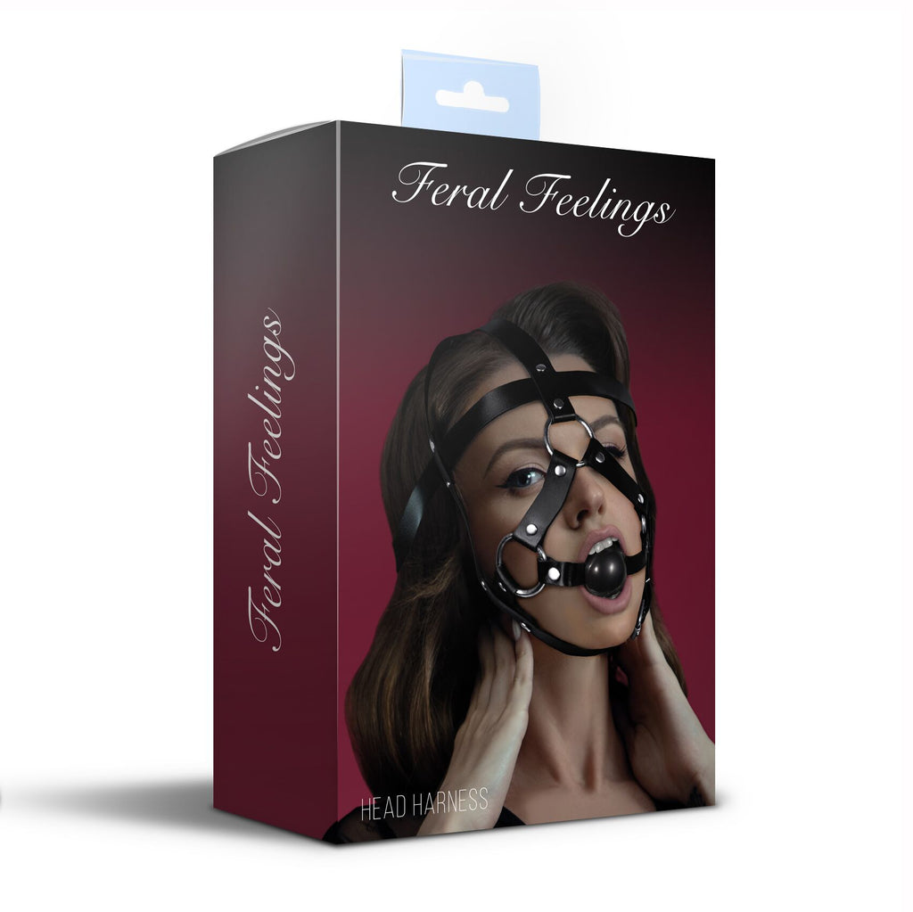 Feral Feelings (Україна) Маска-збруя з кляпом Feral Feelings Head Harness, шкіра