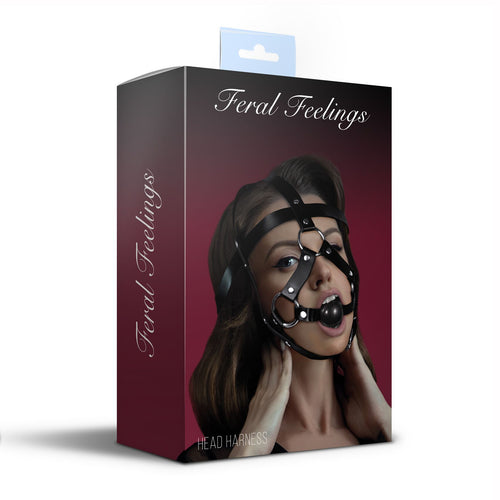 Feral Feelings (Україна) Маска-збруя з кляпом Feral Feelings Head Harness, шкіра