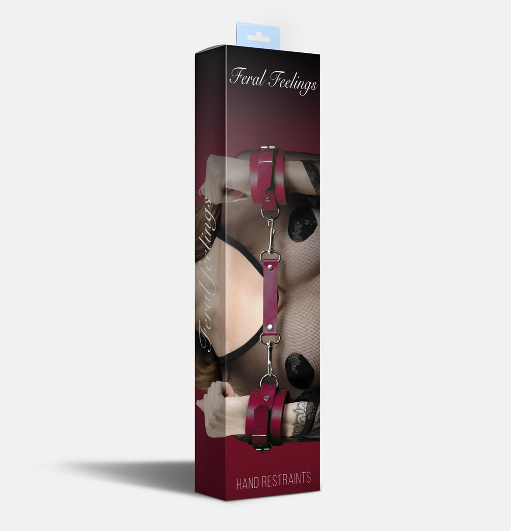 Feral Feelings (Україна) Наручники Feral Feelings - Hand Restraints Burgundy, натуральна шкіра