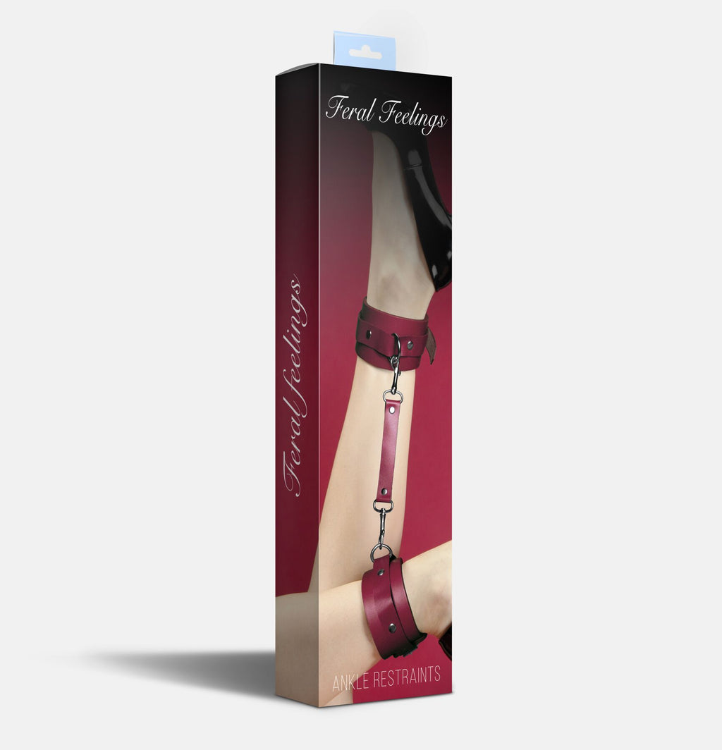 Feral Feelings (Україна) Поножі Feral Feelings – Ankle Restraints Burgundy, натуральна шкіра