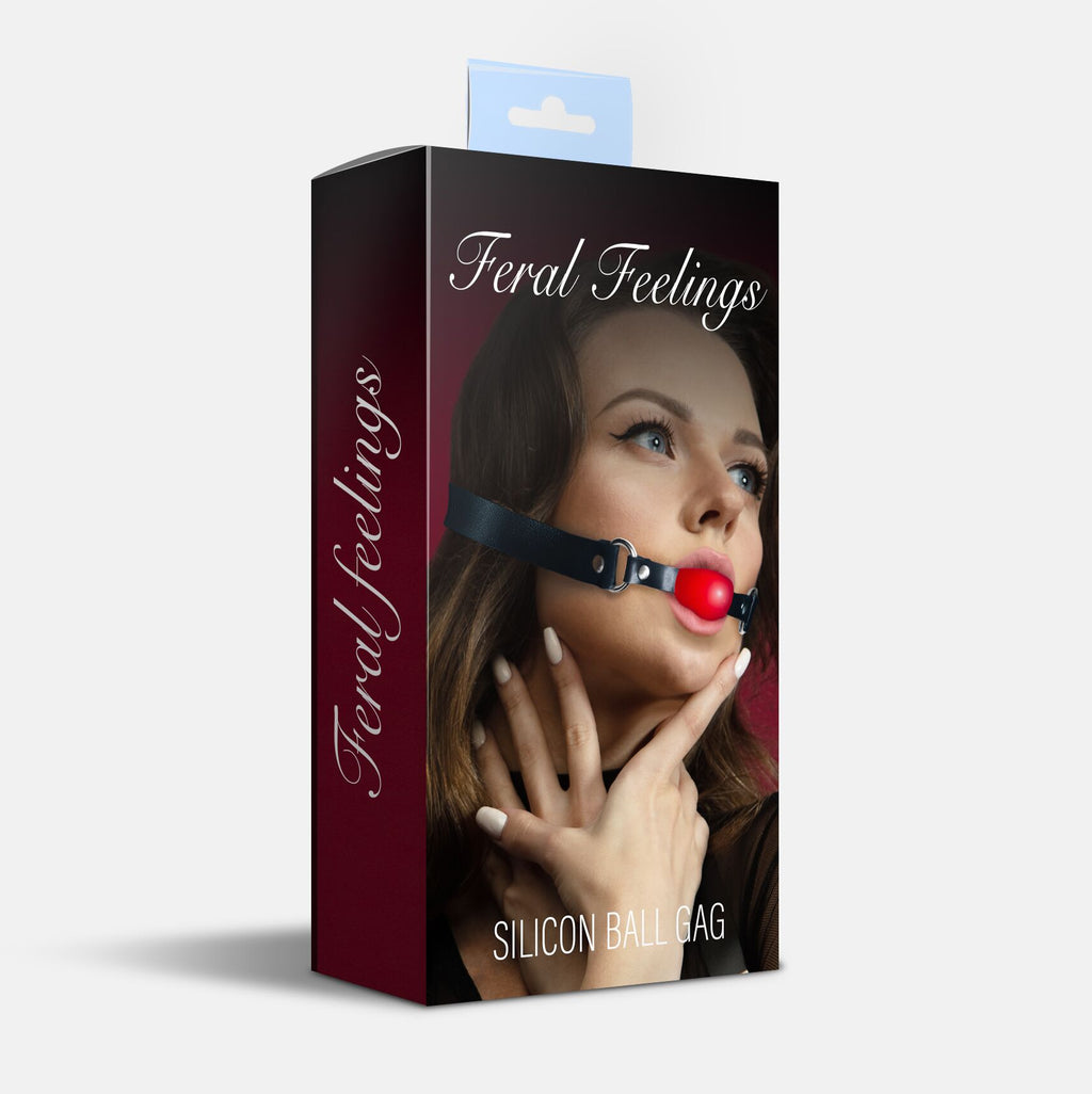 Feral Feelings (Україна) Кляп силіконовий Feral Feelings Silicon Ball Gag Black/Red, чорний ремінець, червона кулька
