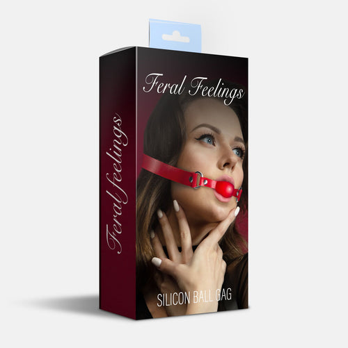 Feral Feelings (Україна) Кляп силіконовий Feral Feelings Silicon Ball Gag Red/Red, червоний ремінець, червона кулька