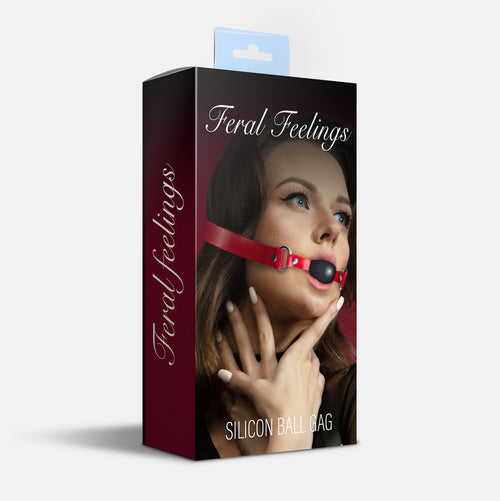 Feral Feelings (Україна) Кляп силіконовий Feral Feelings Silicon Ball Gag Red/Black, червоний ремінець, чорна кулька