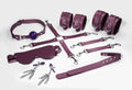 Feral Feelings (Україна) Набір Feral Feelings BDSM Kit 7 Burgundy, наручники, поножі, конектор, маска, падл, кляп, затискачі