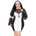 JSY (Китай) Еротичний костюм черниці JSY «Грішниця Лола» Plus Size Black, сукня, хрест, апостольник