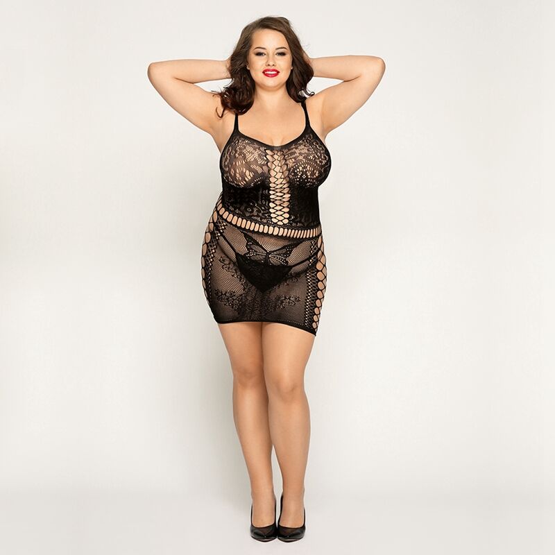 JSY (Китай) Сітчаста сукня з метеликами JSY «Сексапільна Емілі» Plus Size, Black, імітація шнурівки, мереживо