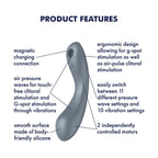 Вакуумний стимулятор з вібрацією Satisfyer Curvy Trinity 1 Bluegrey, іграшка 3в1