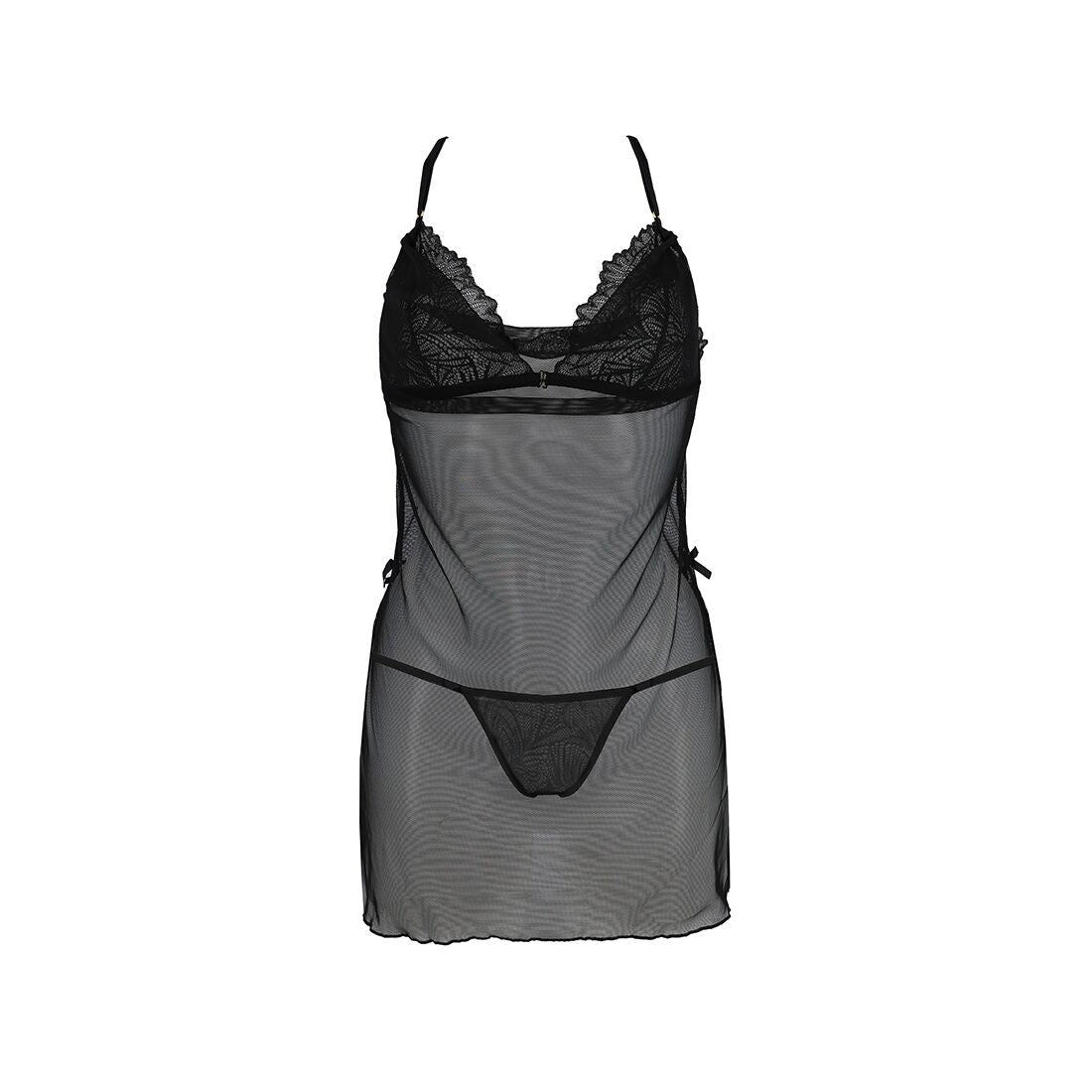 Passion (Польща) Сорочка Passion DELIENA CHEMISE S/M black, стрінги із заниженою талією