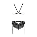 Комплект з відкритим доступом Passion DELIENA SET XXL/XXXL black, ліф, стрінги, 
